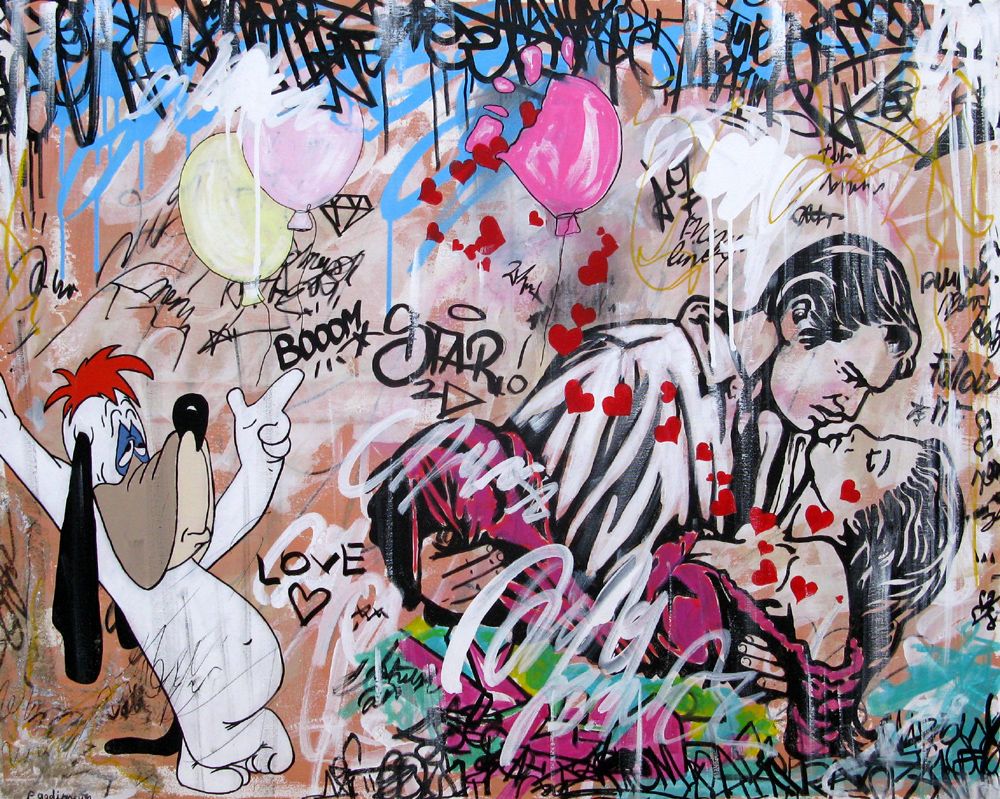Tableau graffiti grand format BOOM STAR – PATRICIA GADISSEUR – 100 × 80 cm
