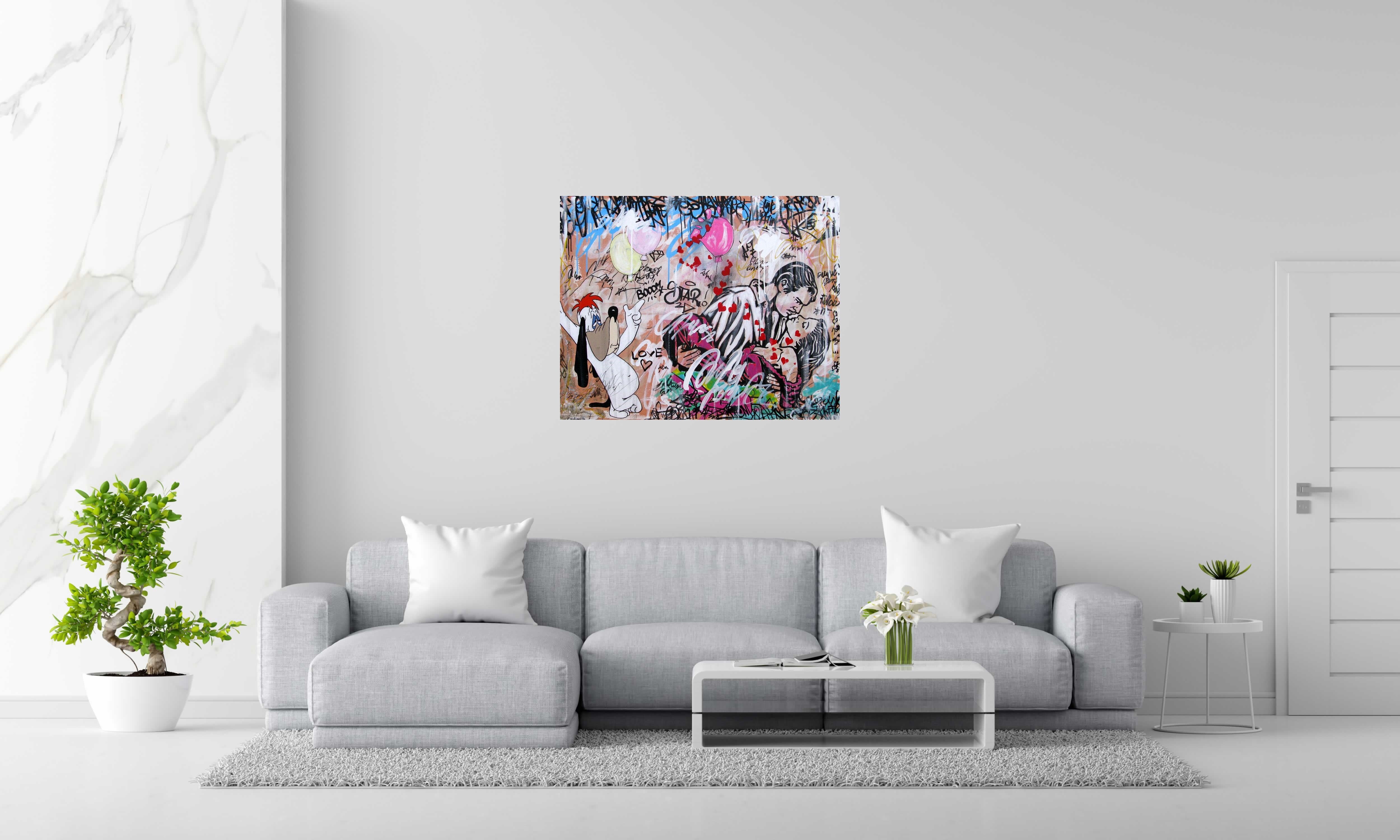 Tableau BOOM STAR de PATRICIA GADISSEUR dans un intérieur – 100 × 80 cm
