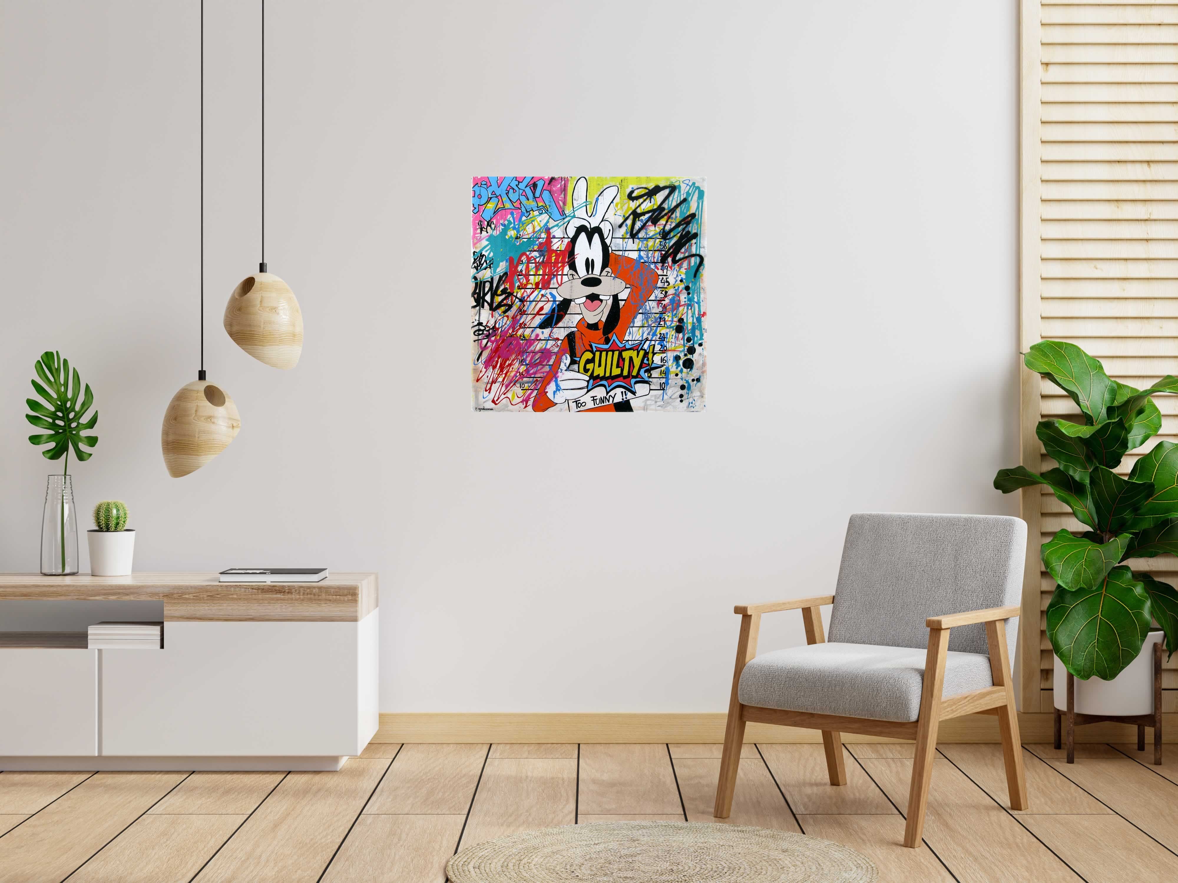 Tableau Guilty de PATRICIA GADISSEUR dans un intérieur – 80 × 80 cm