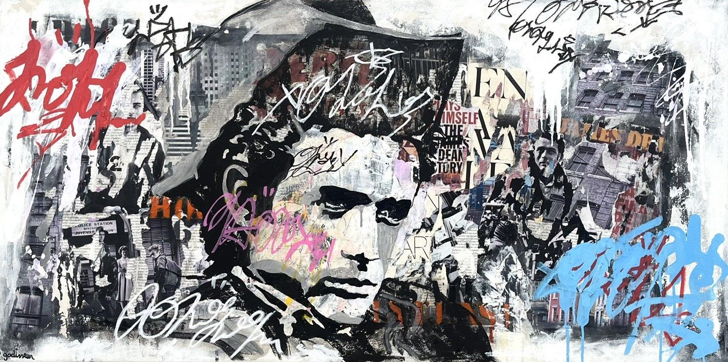 Tableau graffiti grande taille Plays Himself – PATRICIA GADISSEUR – 120 × 60 cm
