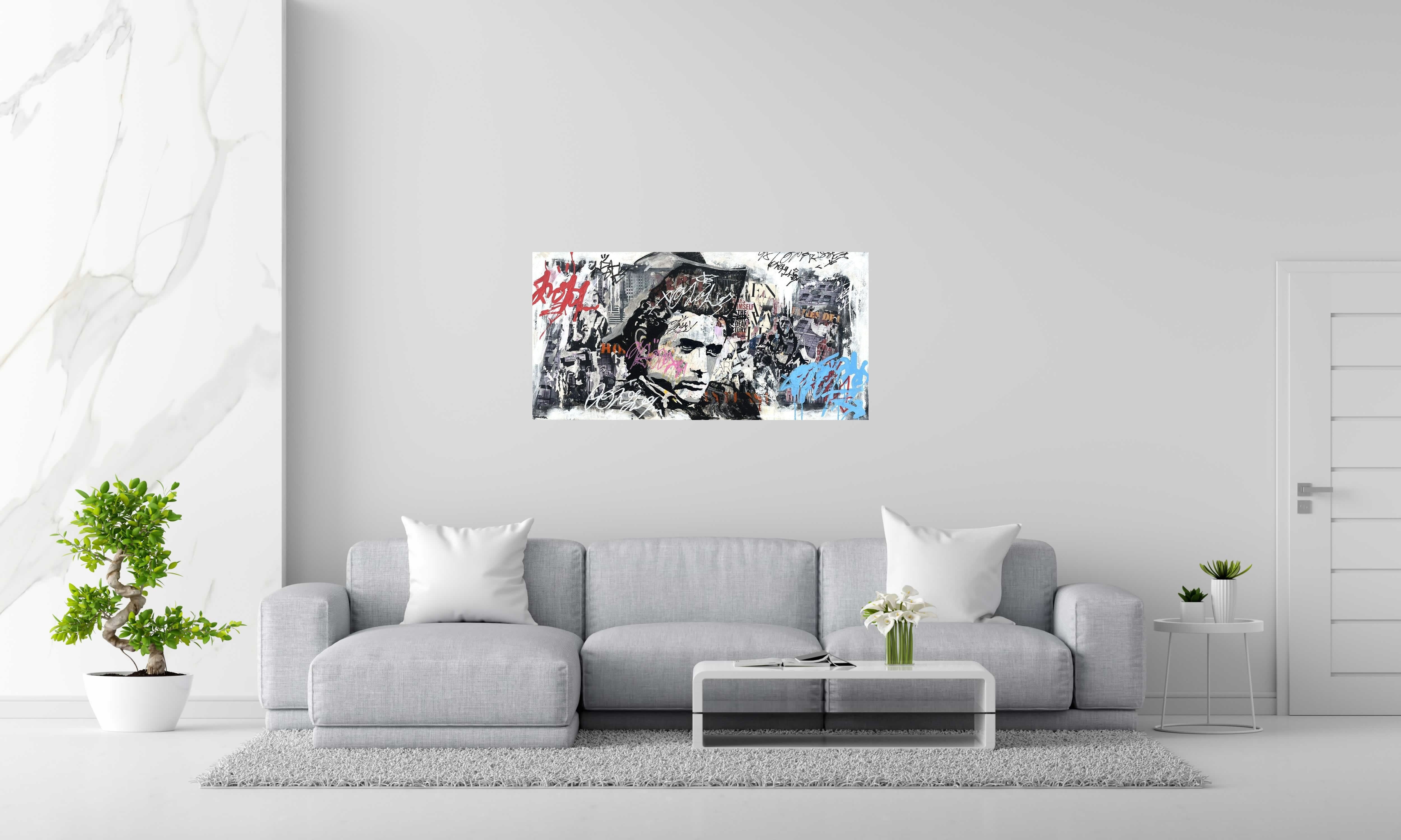 Tableau Plays Himself de PATRICIA GADISSEUR dans un intérieur – 120 × 60 cm