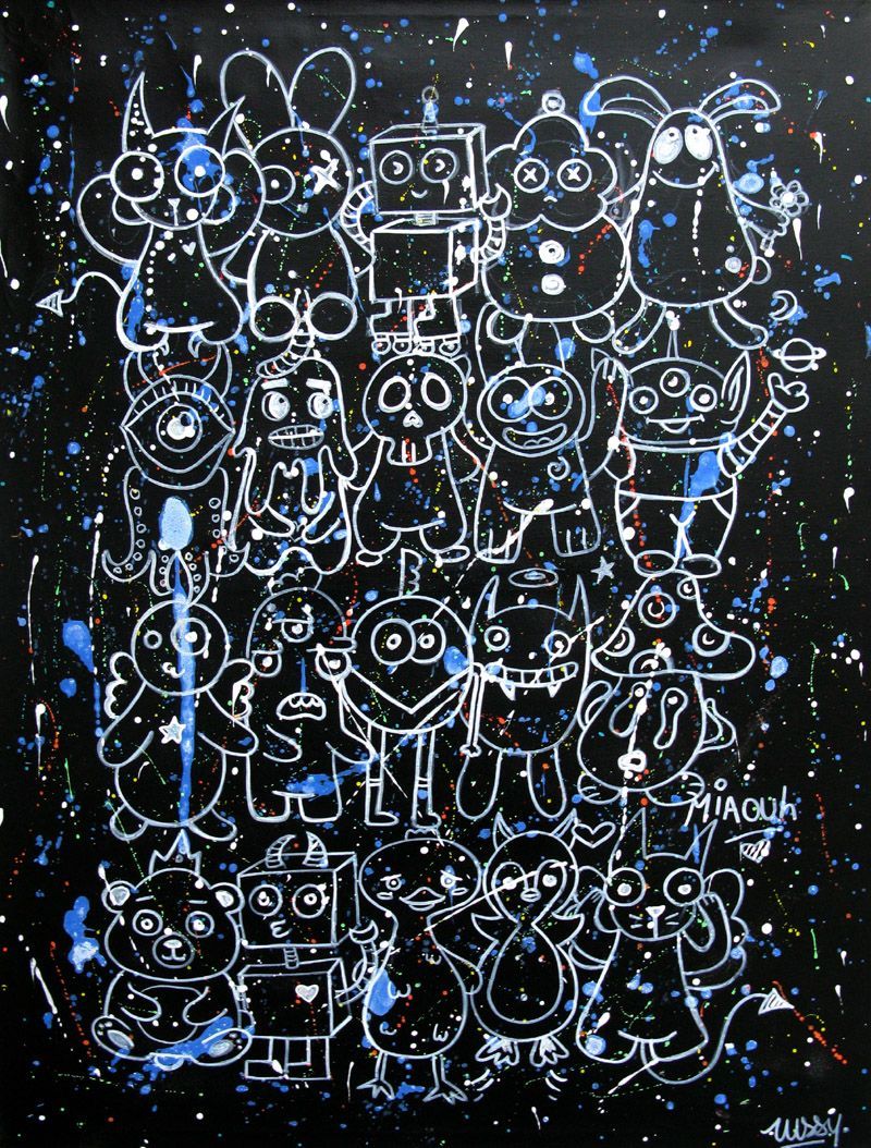 Tableau graffiti moyen format blue illu – LUSSY – 60 × 80 cm