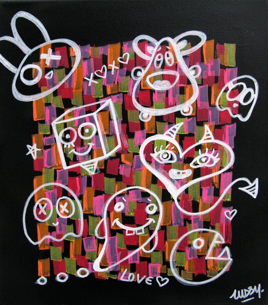 Tableau graffiti petit format kawaï graff – LUSSY – 24 × 30 cm