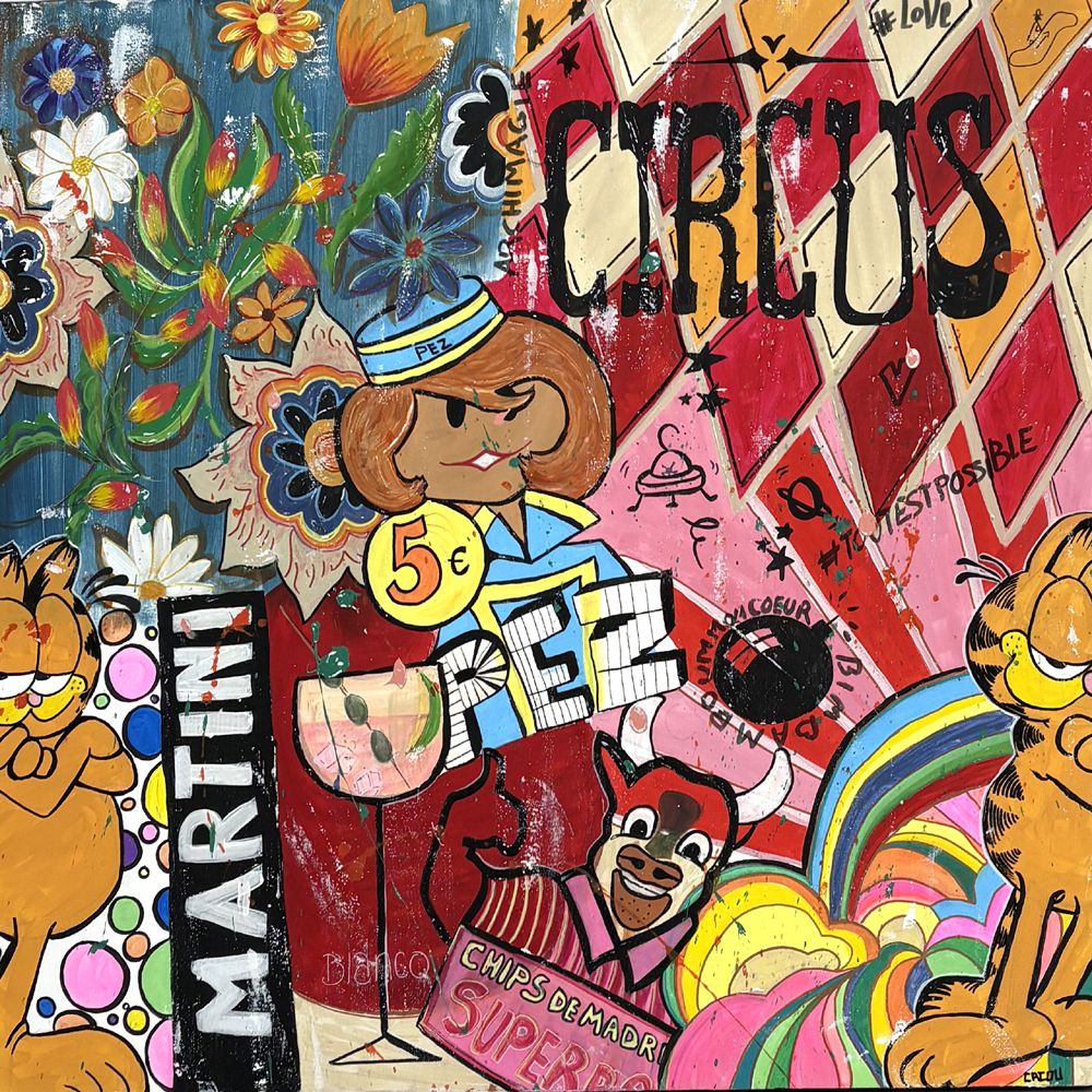 Tableau graphique format xxl CIRCUS – CACOU – 100 × 100 cm
