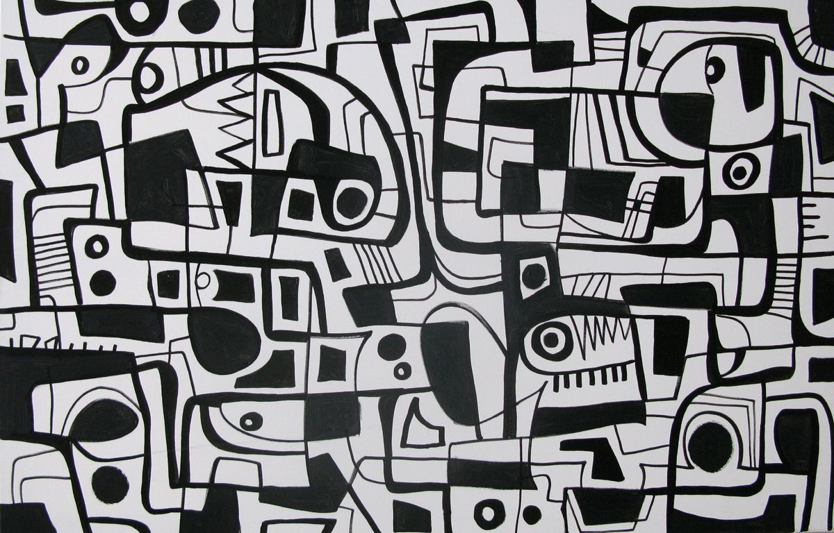 Tableau graphique grand format blanc et noir Pac man – Daniel De POLIGNAC – 73 × 116 cm