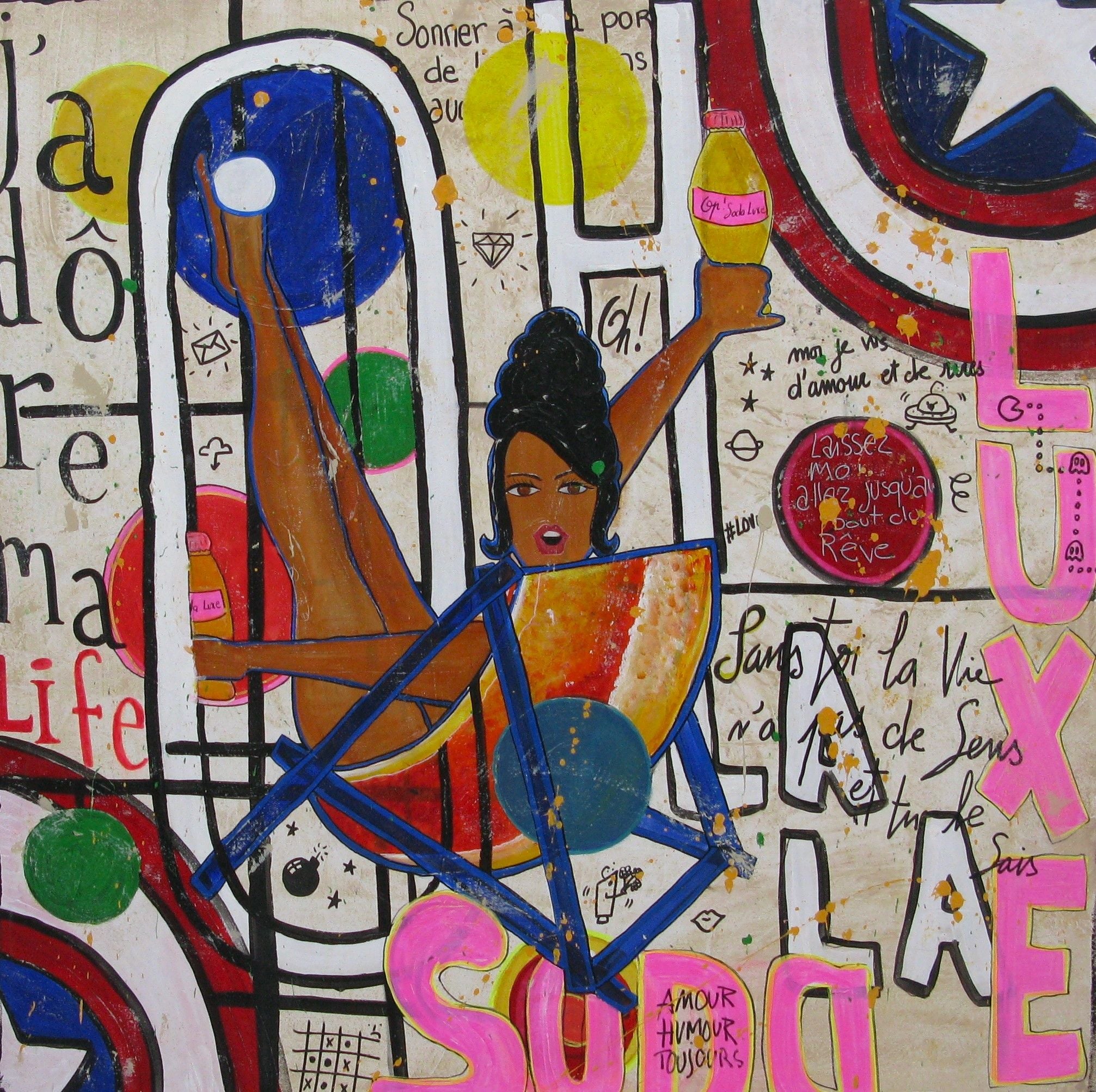Tableau graphique grand format OH LA LA LA – CACOU – 100 × 100 cm