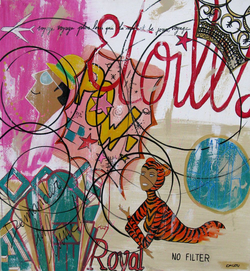 Tableau graphique grande taille Etoiles – CACOU – 100 × 100 cm