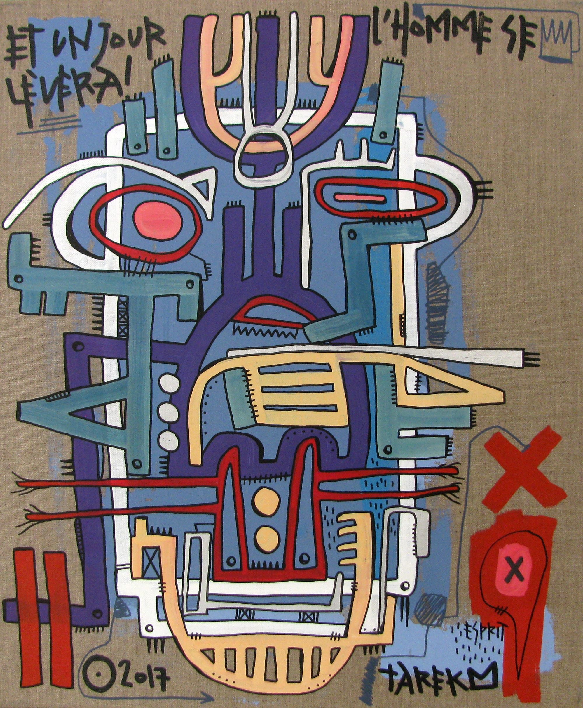 Tableau graphique moyen format MASK #11 GEOMETRIK – TAREK – 46 × 55 cm