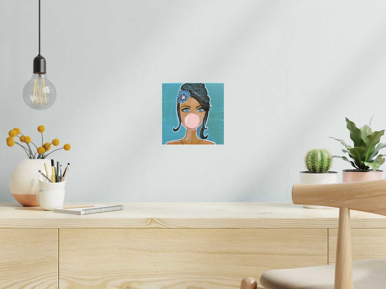 Tableau MISS BULLE de CACOU dans un intérieur – 20 × 20 cm