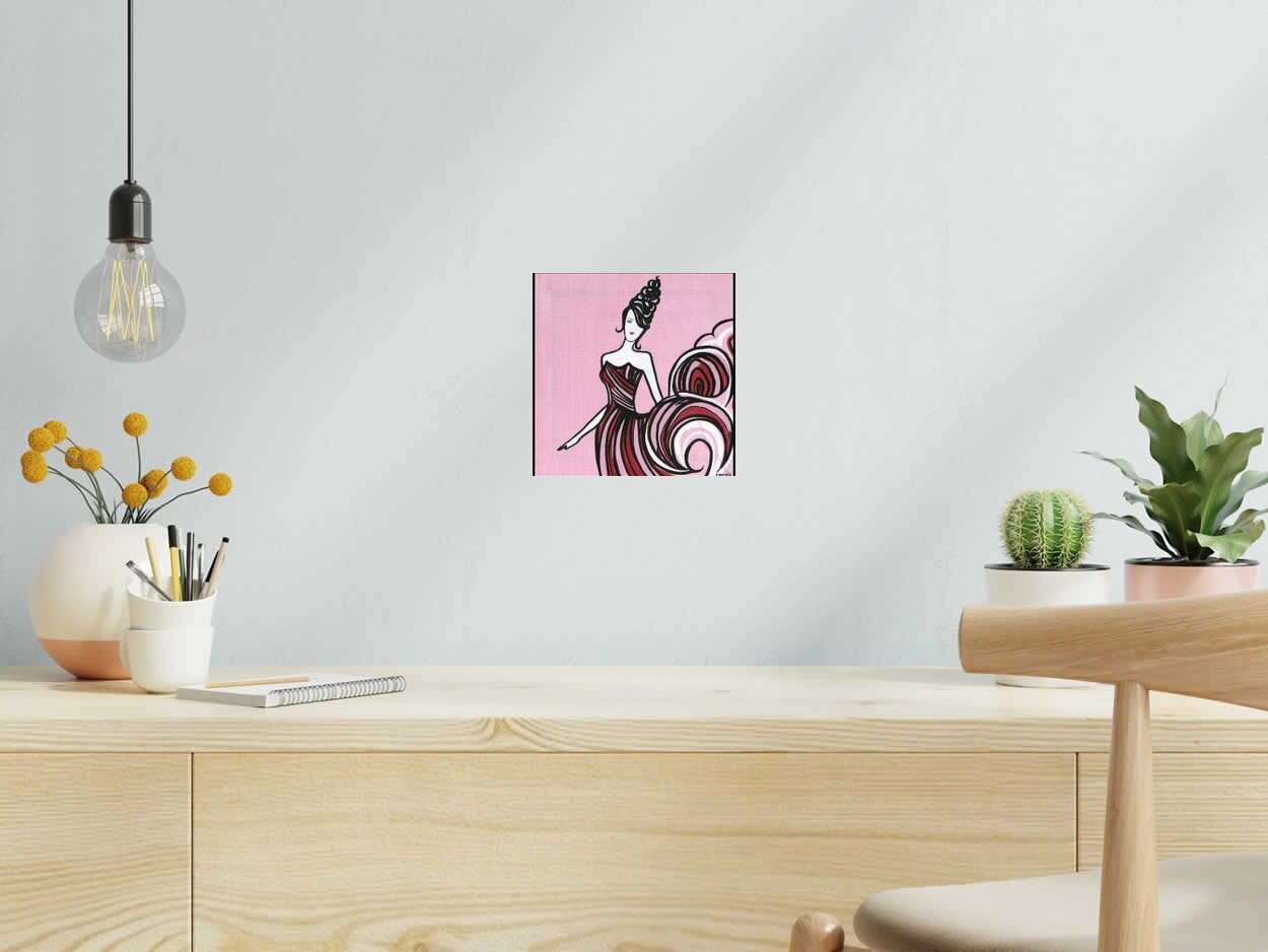 Tableau Mlle Danse de CACOU dans un intérieur – 20 × 20 cm
