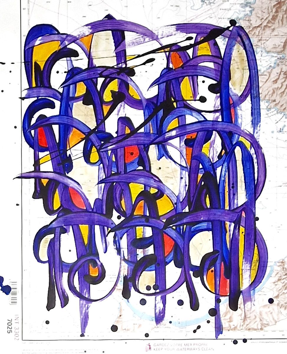 Tableau graphique petit format NONAME CARTE MARITIME  N°10 – STEPHANE RIME – 50 × 40 cm