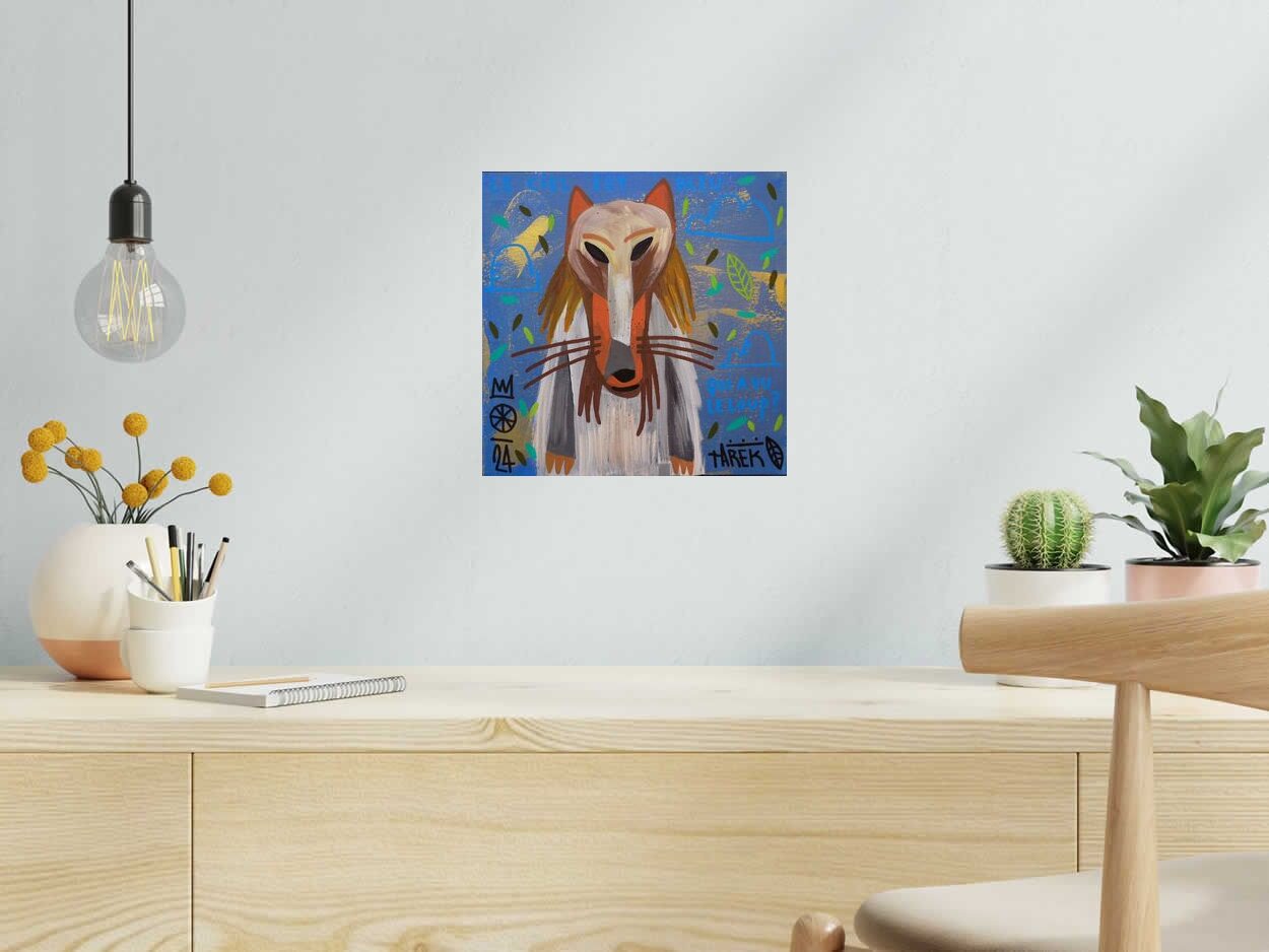 Tableau LE CIEL EST BLEU de TAREK dans un intérieur – 30 × 30 cm