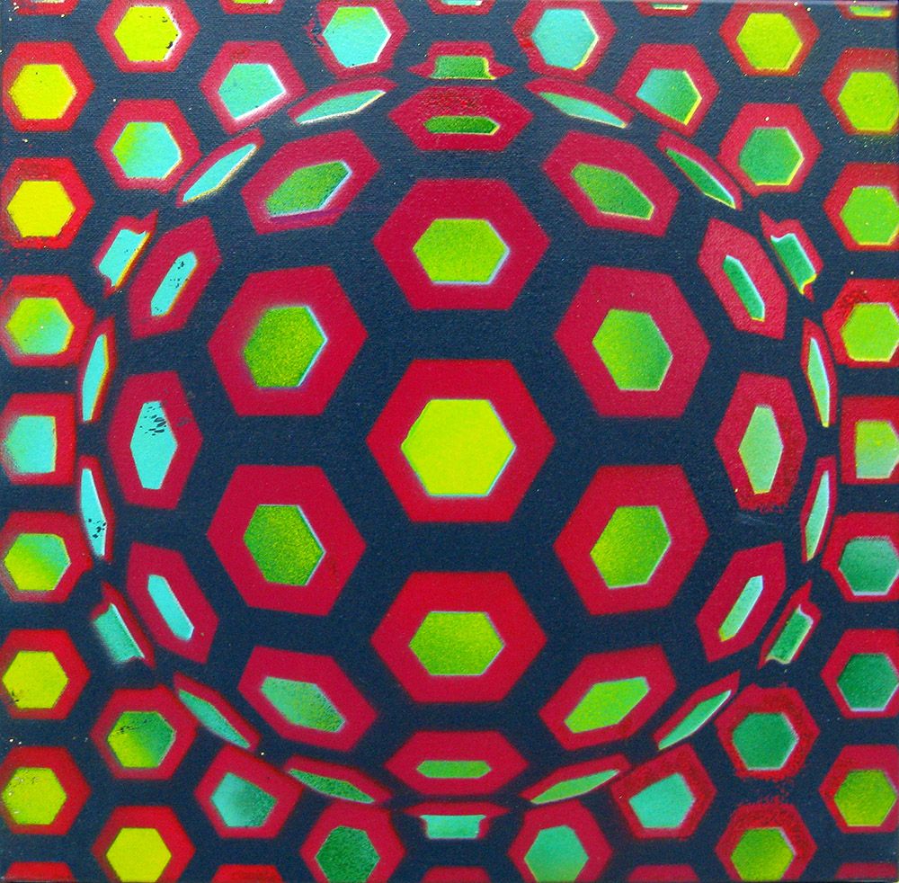 Tableau graphique petit format Boule 7 – YANN GUINCHAN – 40 × 40 cm
