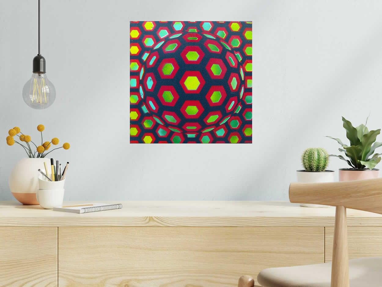 Tableau Boule 7 de YANN GUINCHAN dans un intérieur – 40 × 40 cm