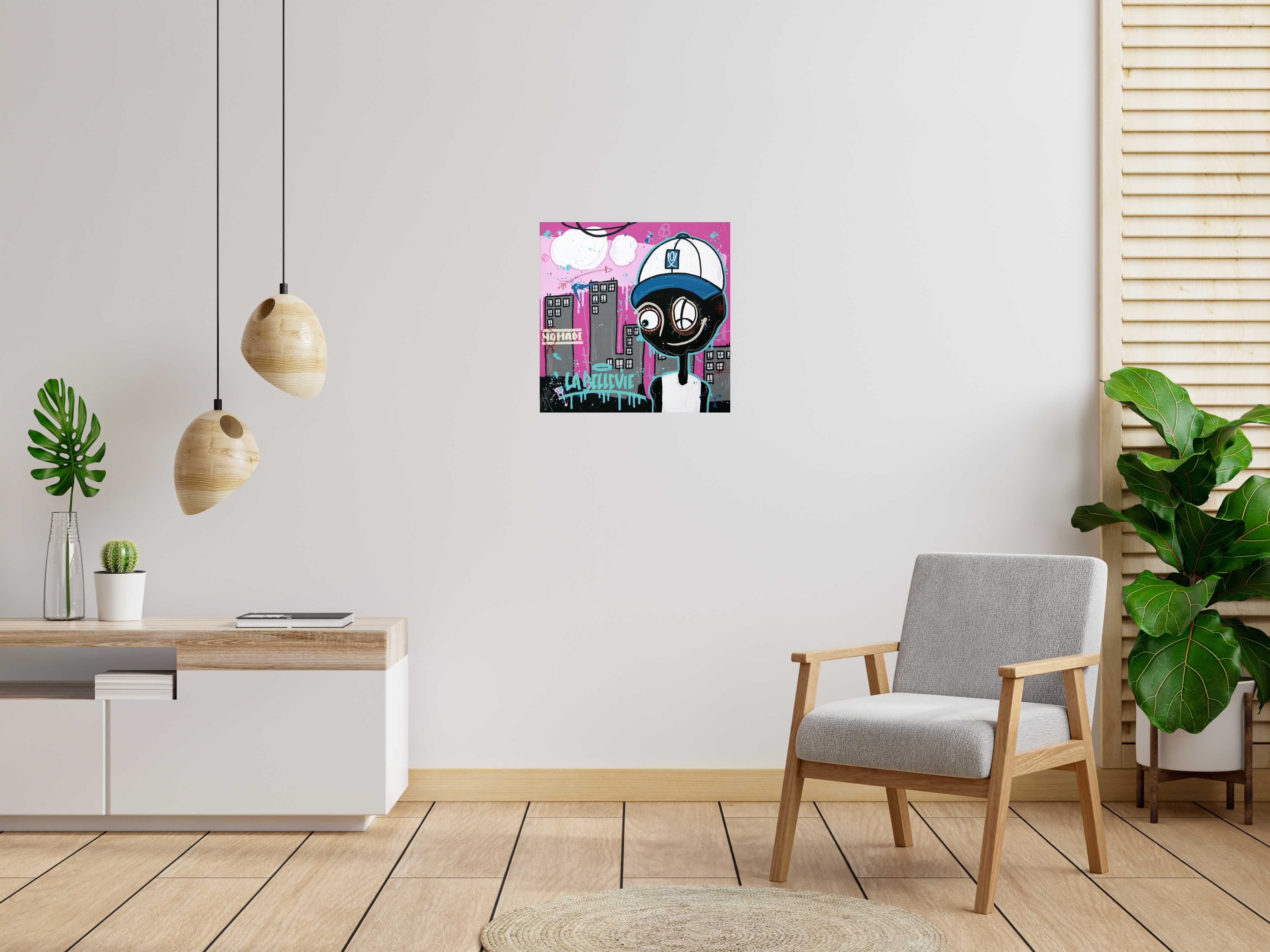 Tableau La belle vie de DIDIER GOMEZ dans un intérieur – 60 × 60 cm