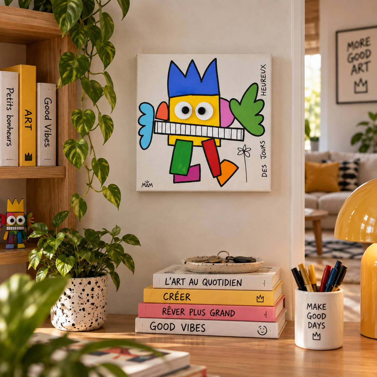 Tableau Des Jours Heureux de MAM dans un intérieur – 20 × 20 cm