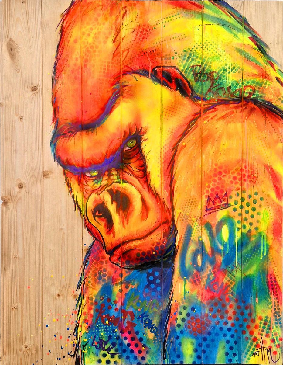 Tableau street art format xxl Pop Kong UV – ART HM – 80 × 103 cm