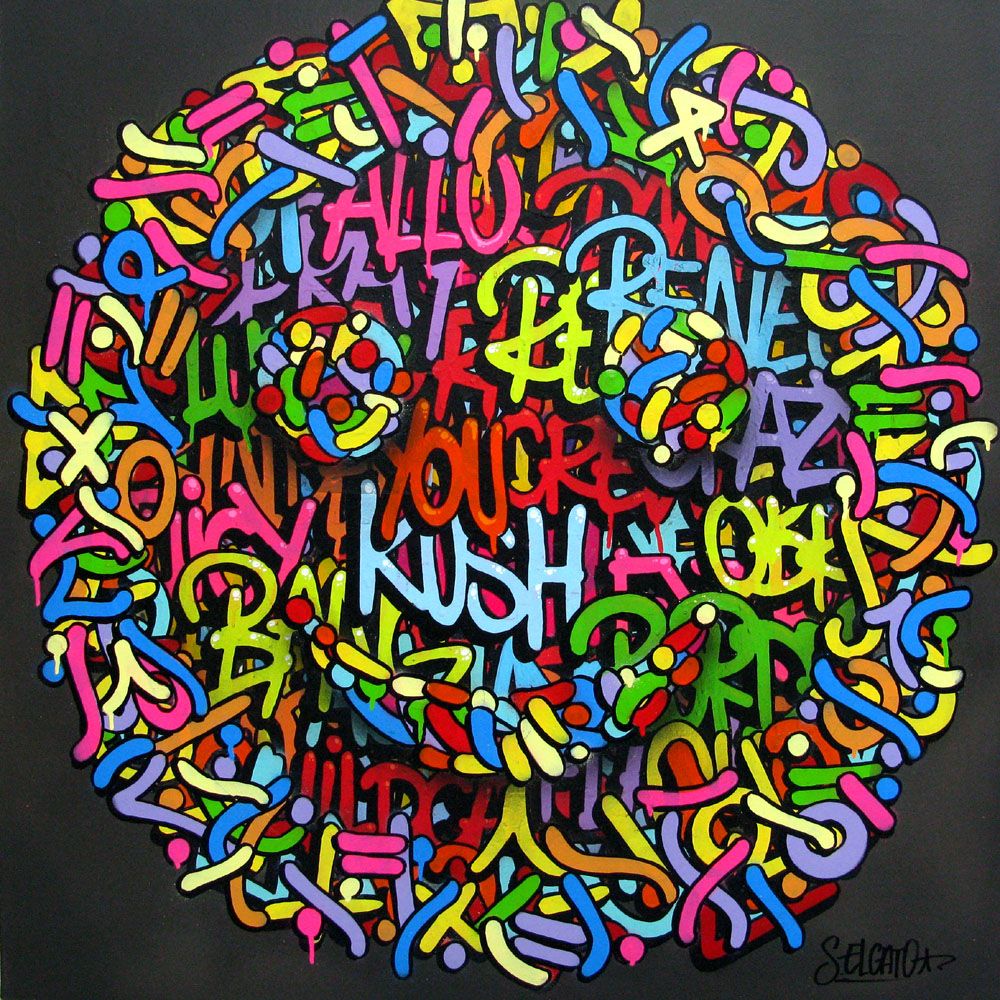 Tableau street art format xxl Fast – EL GATO S. – 90 × 90 cm