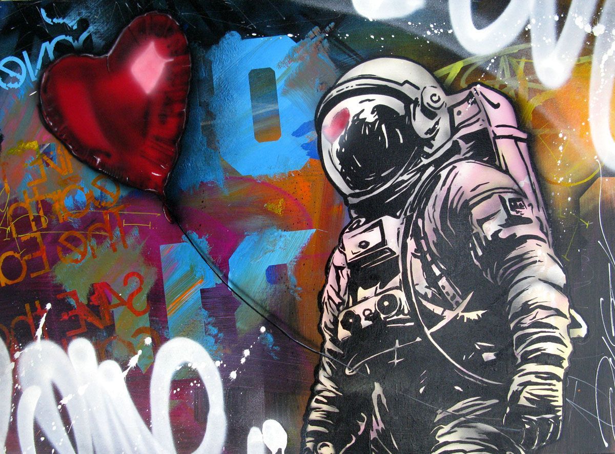 Tableau street art format xxl LOVE SPACE – JUG – 81 × 116 cm