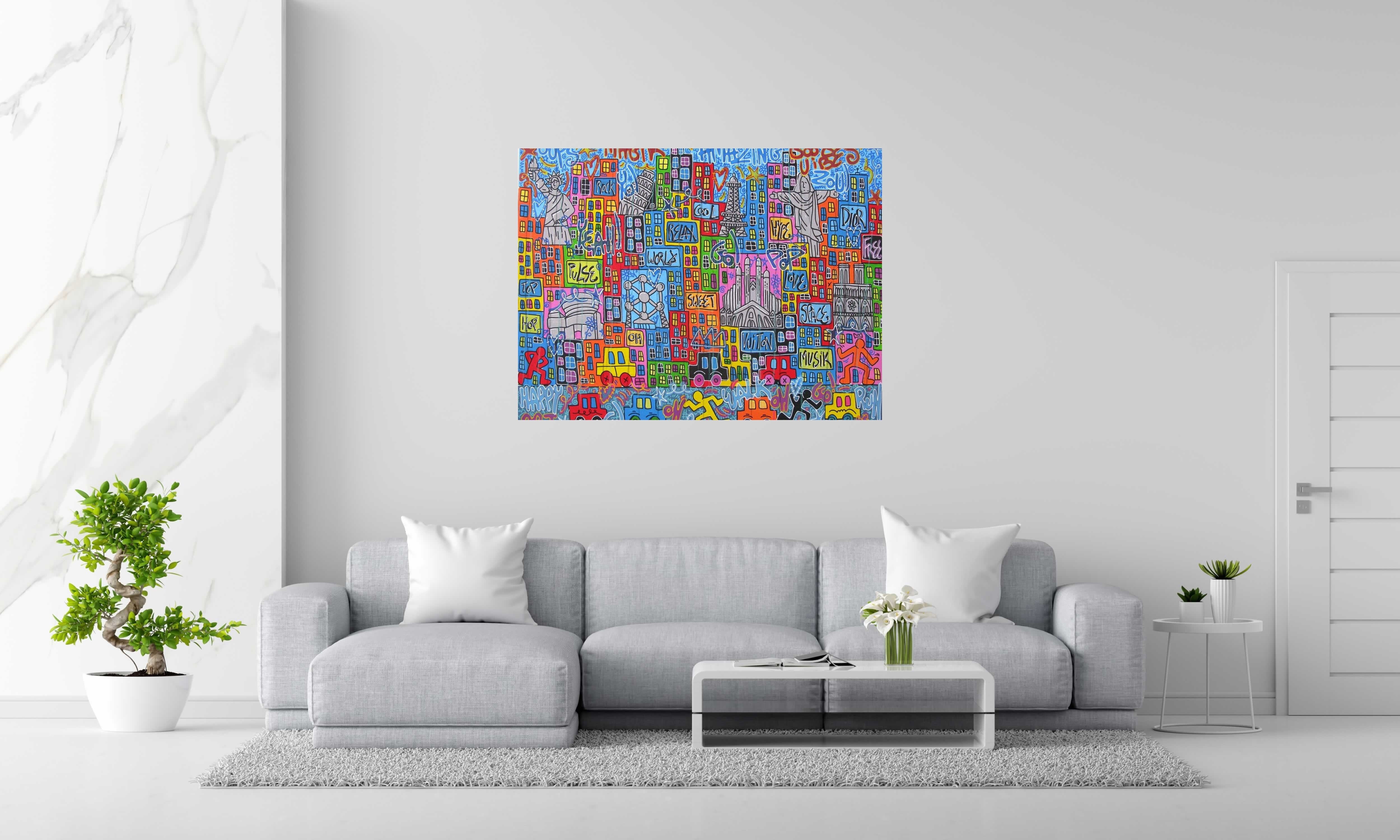 Tableau Amazing World de RICO SAB dans un intérieur – 130 × 97 cm