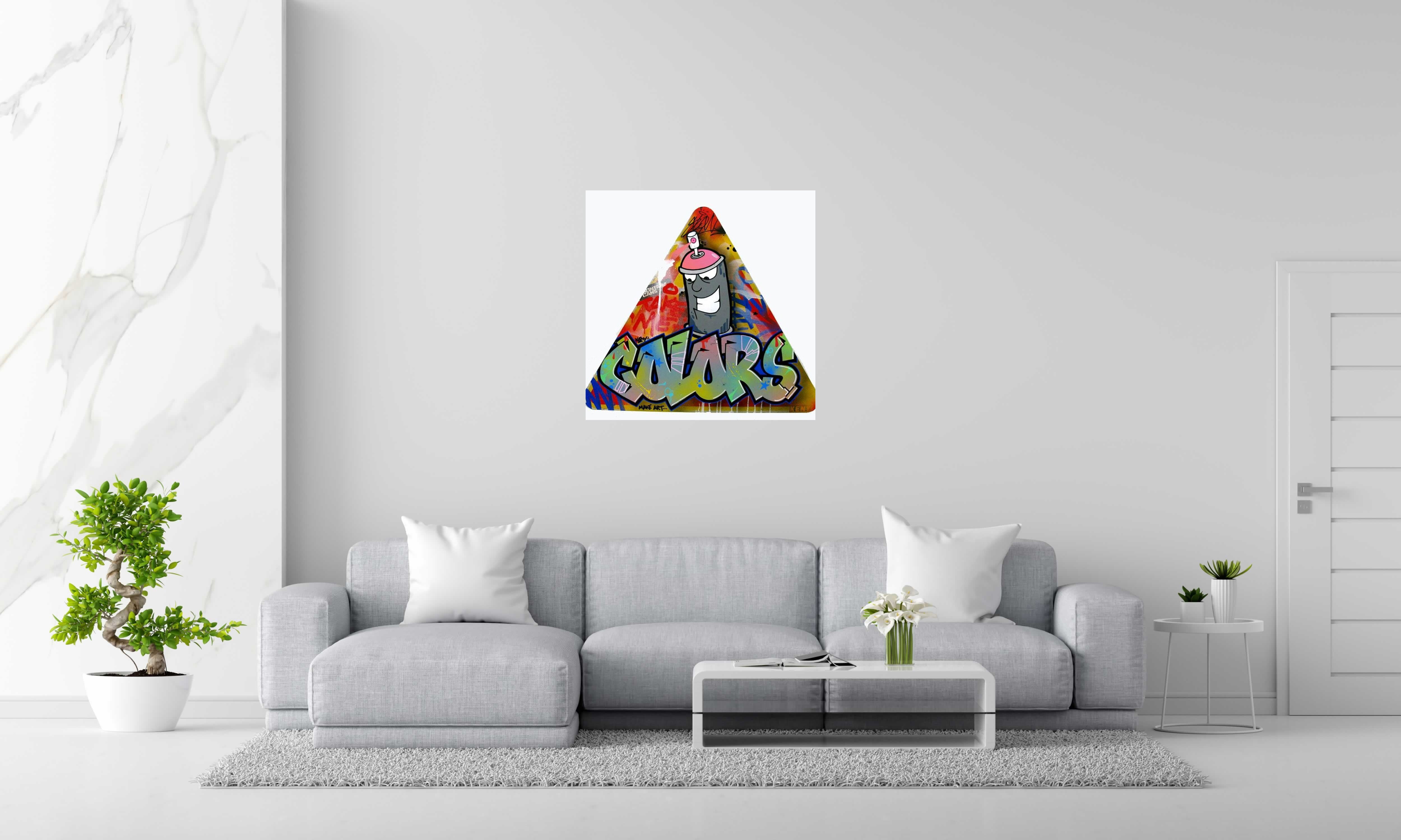 Tableau Spray colors de KENY dans un intérieur – 82 × 82 cm