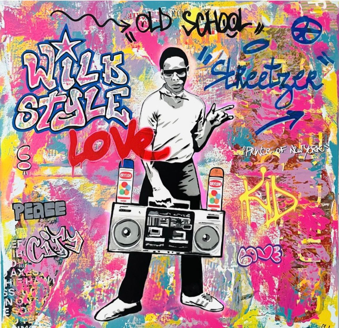 Tableau street art grand format Wild Style – SARA CHELOU – 100 × 100 cm