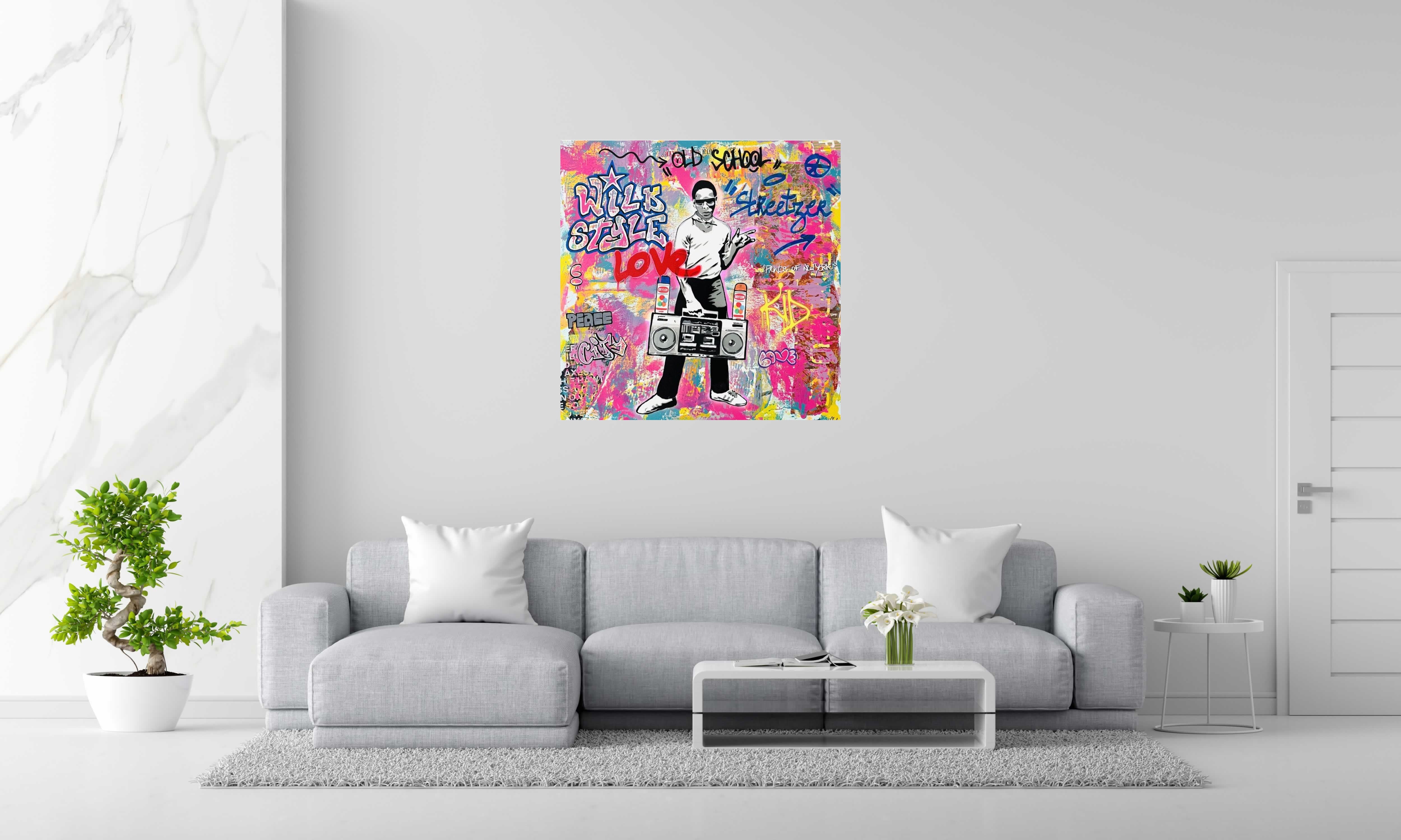 Tableau Wild Style de SARA CHELOU dans un intérieur – 100 × 100 cm