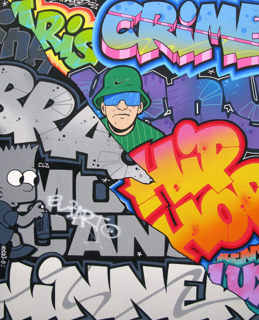 Tableau street art grande taille EL BARTO – KENY – 92 × 73 cm