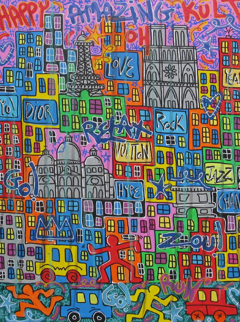 Tableau street art grande taille Amazing Paris – RICO SAB – 73 × 100 cm