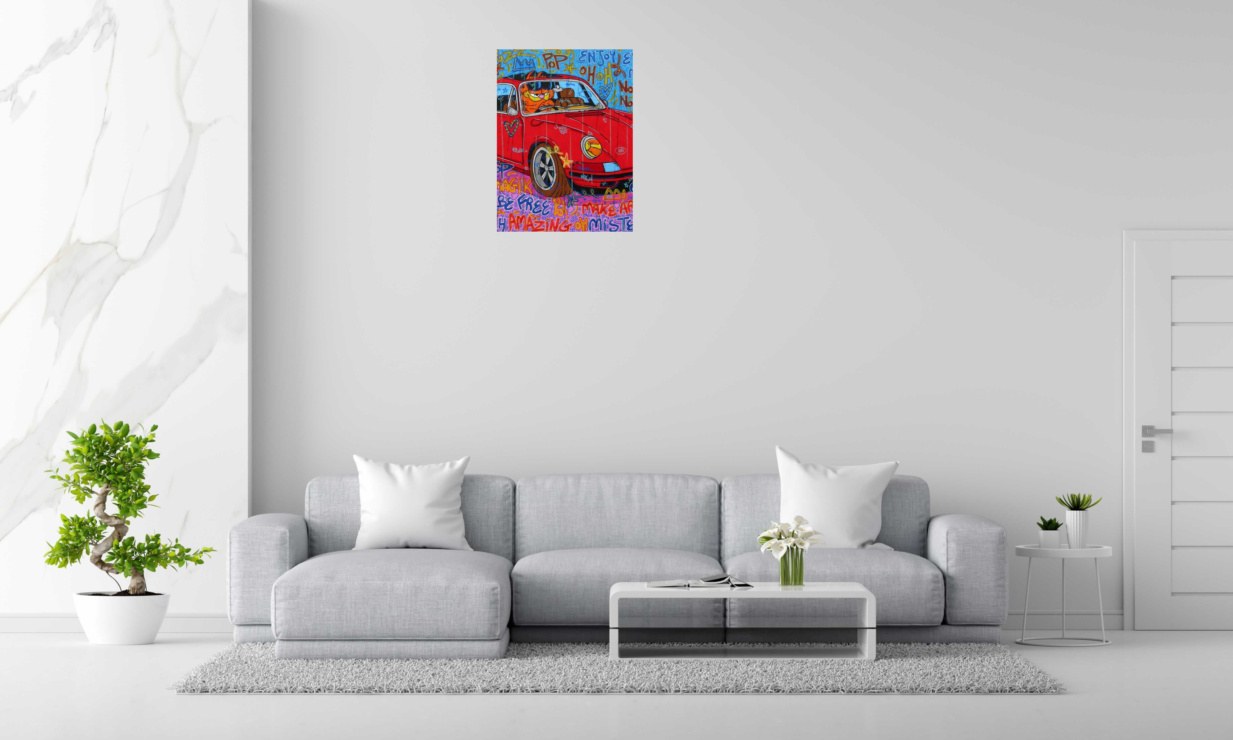 Tableau In a Porsche style de RICO SAB dans un intérieur – 97 × 130 cm