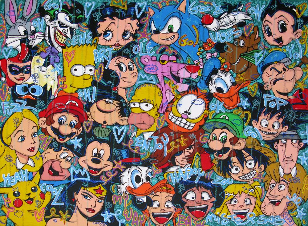 Tableau street art grande taille My own world #2 – RICO SAB – 130 × 162 cm