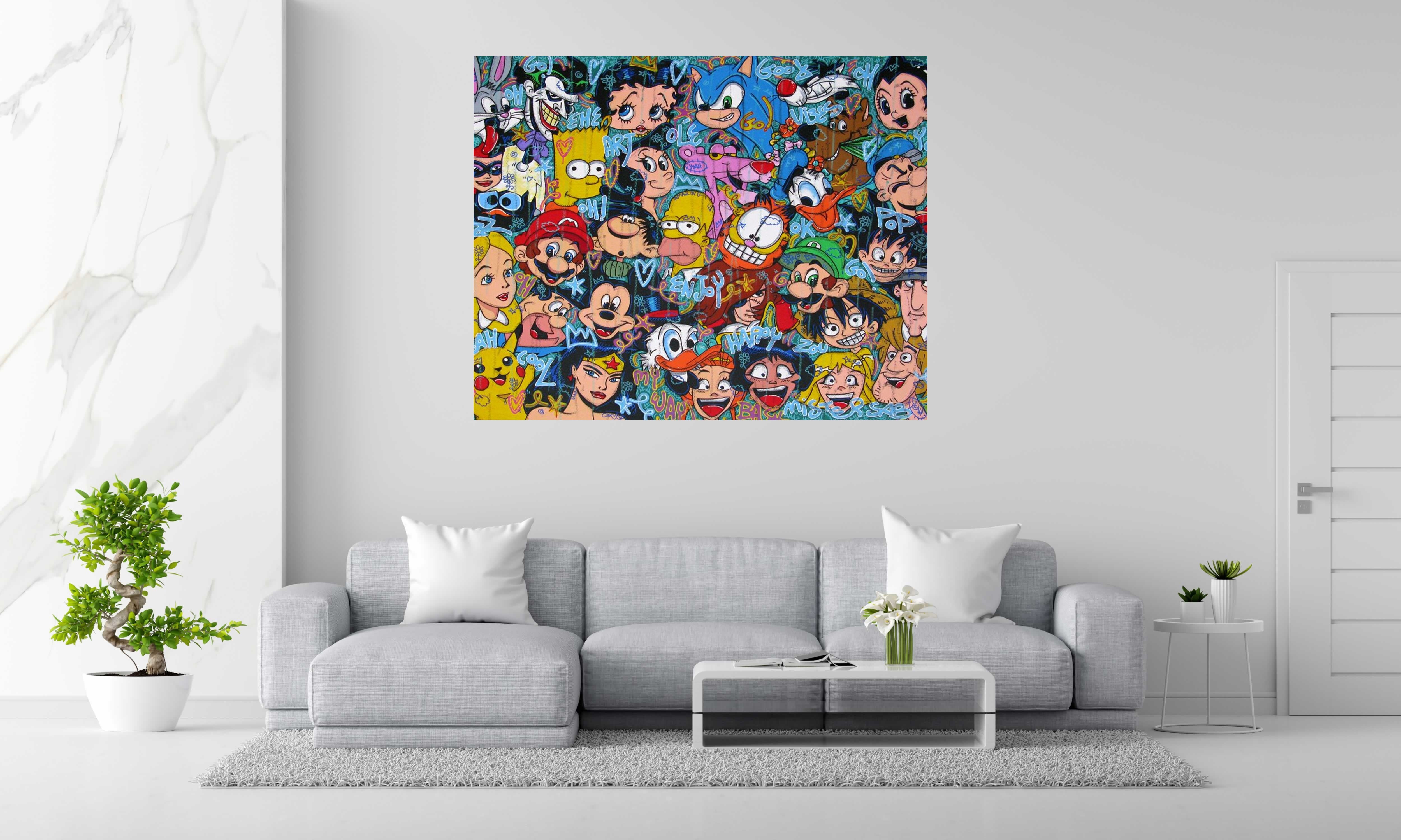 Tableau My own world #2 de RICO SAB dans un intérieur – 130 × 162 cm