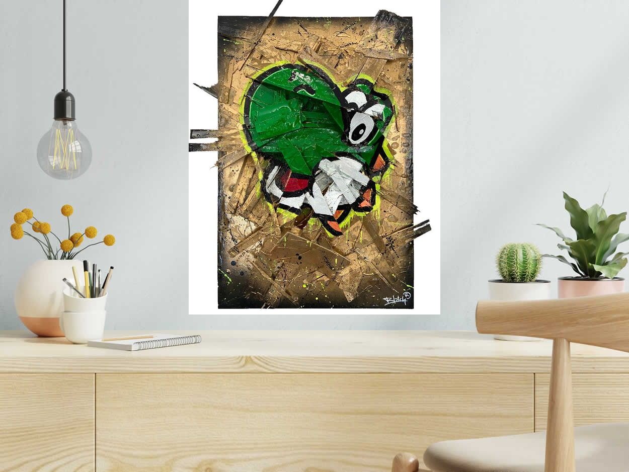 Tableau Anamoprhose Yoshi de BLACH dans un intérieur – 50 × 62 cm