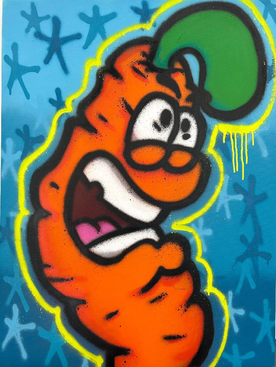 Tableau street art moyen format Blue star – Carotte – 59 × 79 cm