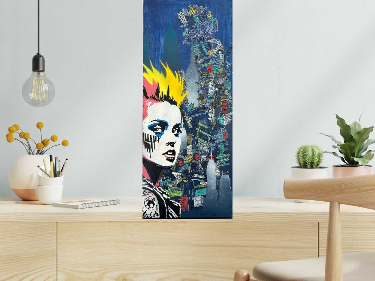 Tableau Blue Sky de Craig & Emer dans un intérieur – 30 × 73 cm