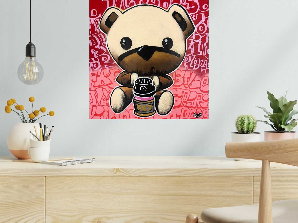 Tableau Forever young de GUTI dans un intérieur – 50 × 50 cm
