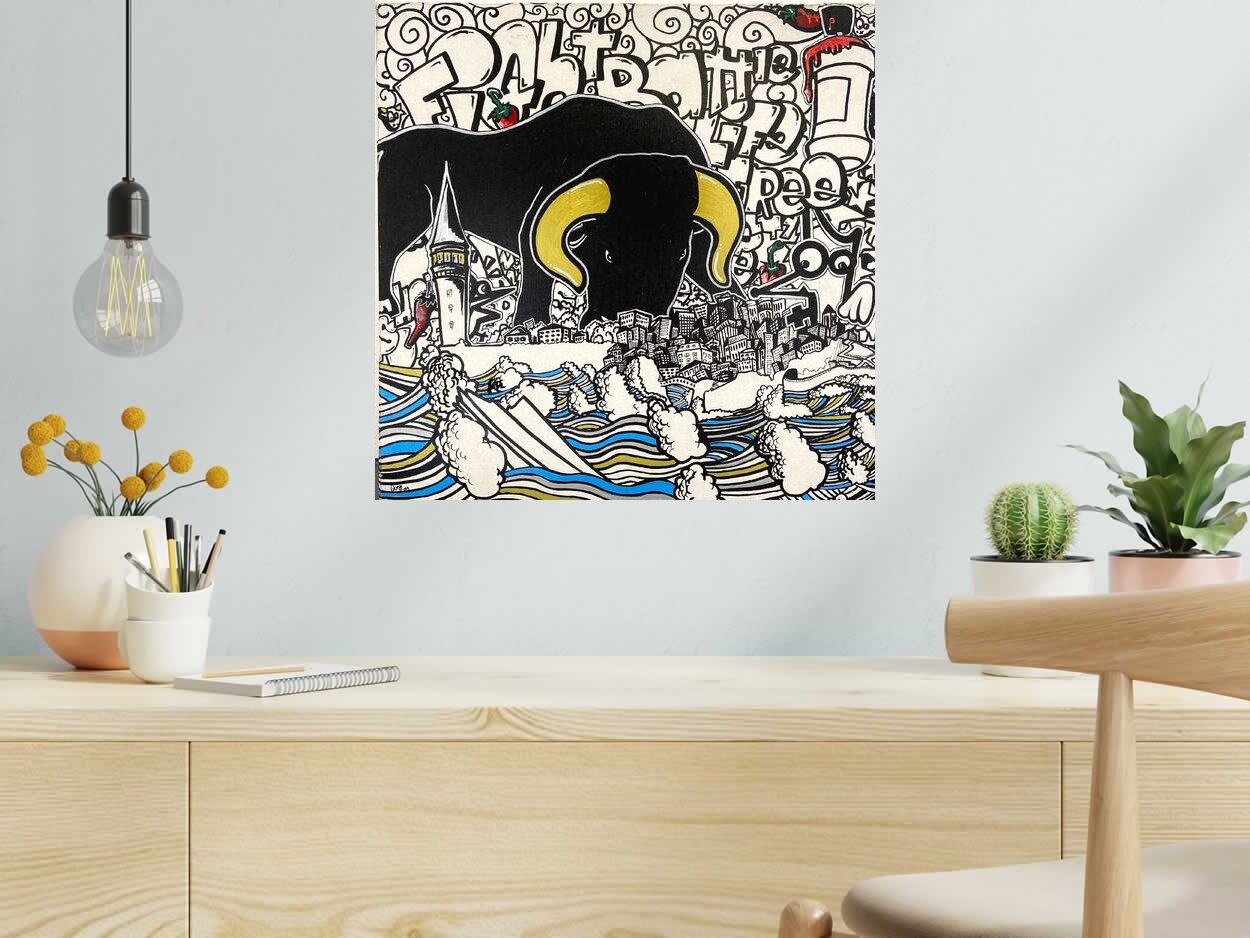 Tableau Sud Ouest de GUTI dans un intérieur – 50 × 50 cm