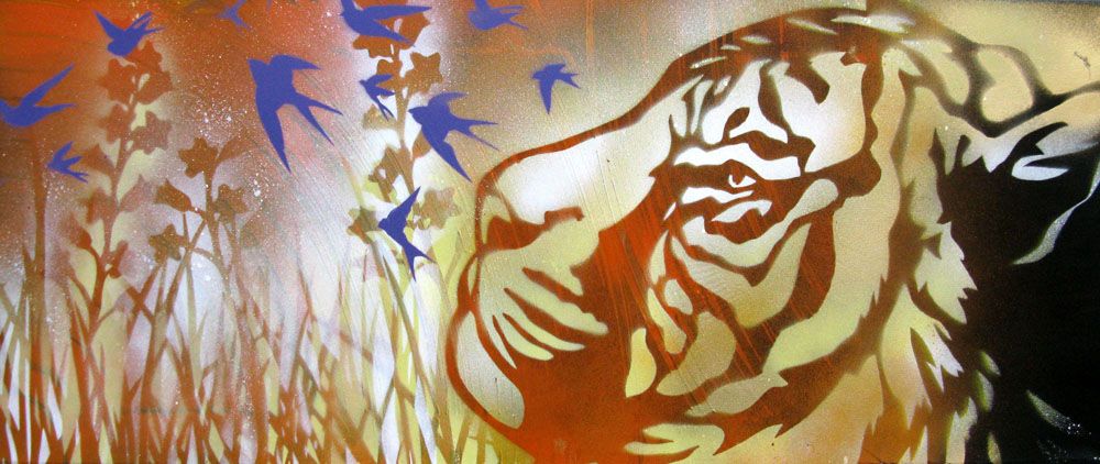 Tableau street art moyen format REVE D'UN CHAT – KARO TRASS – 30 × 80 cm