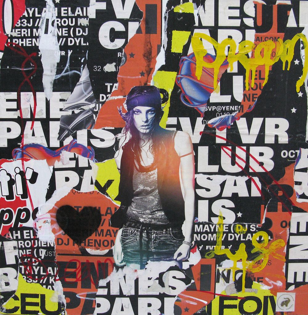 Tableau street art moyen format Hippie – PODKOL – 50 × 50 cm