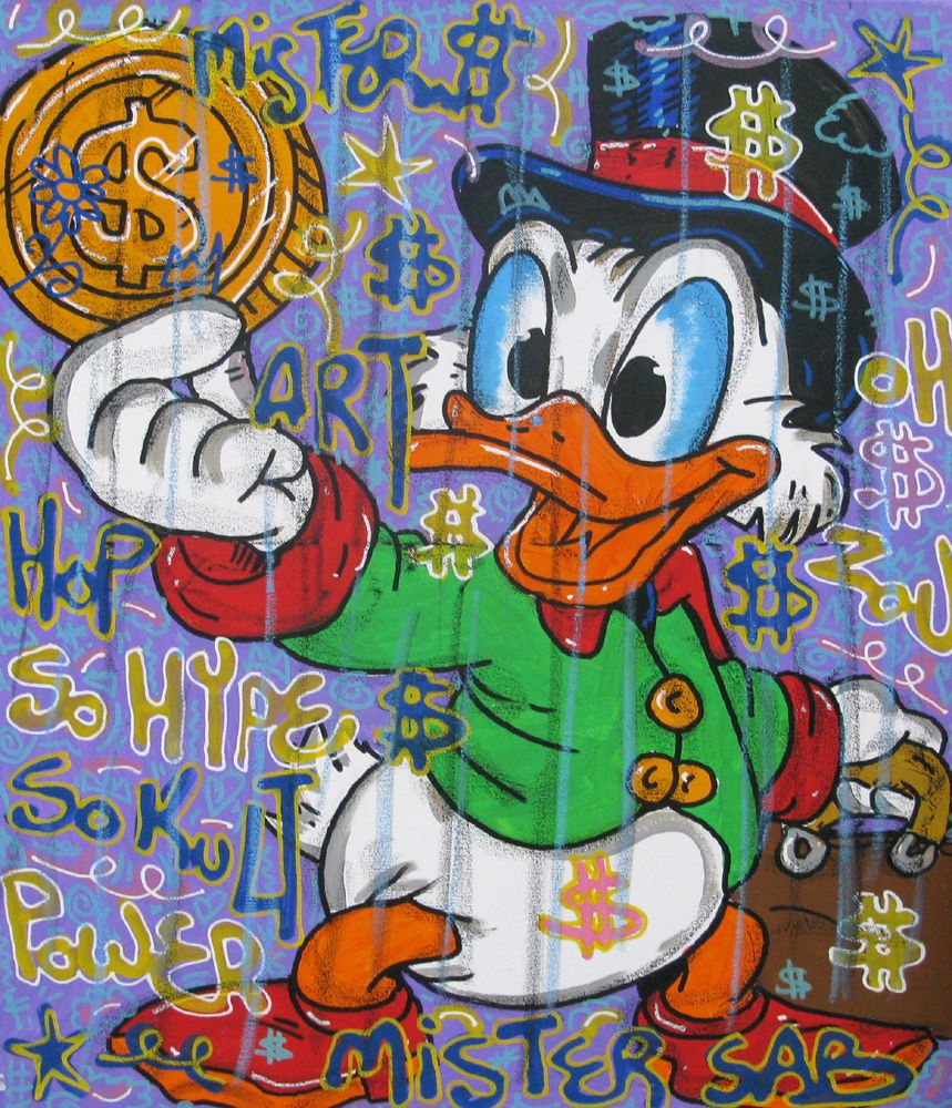 Tableau street art moyen format Hey picsou – RICO SAB – 50 × 60 cm