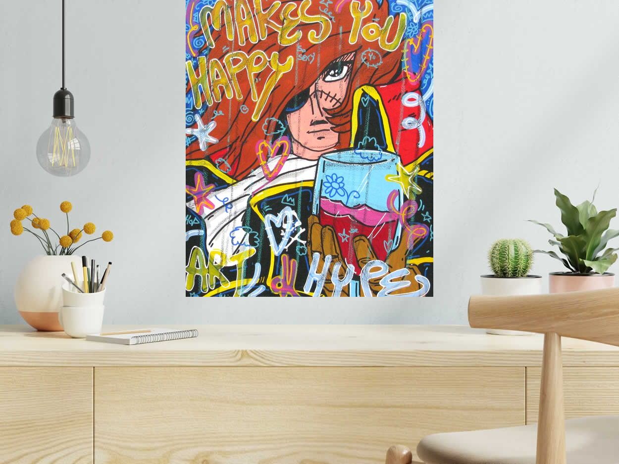 Tableau makes you happy de RICO SAB dans un intérieur – 50 × 60 cm