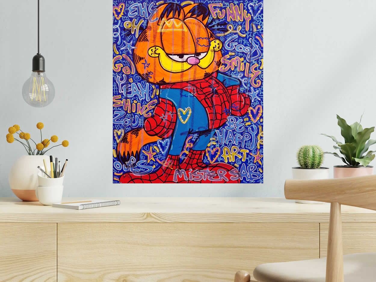 Tableau Spider Garfield de RICO SAB dans un intérieur – 50 × 61 cm