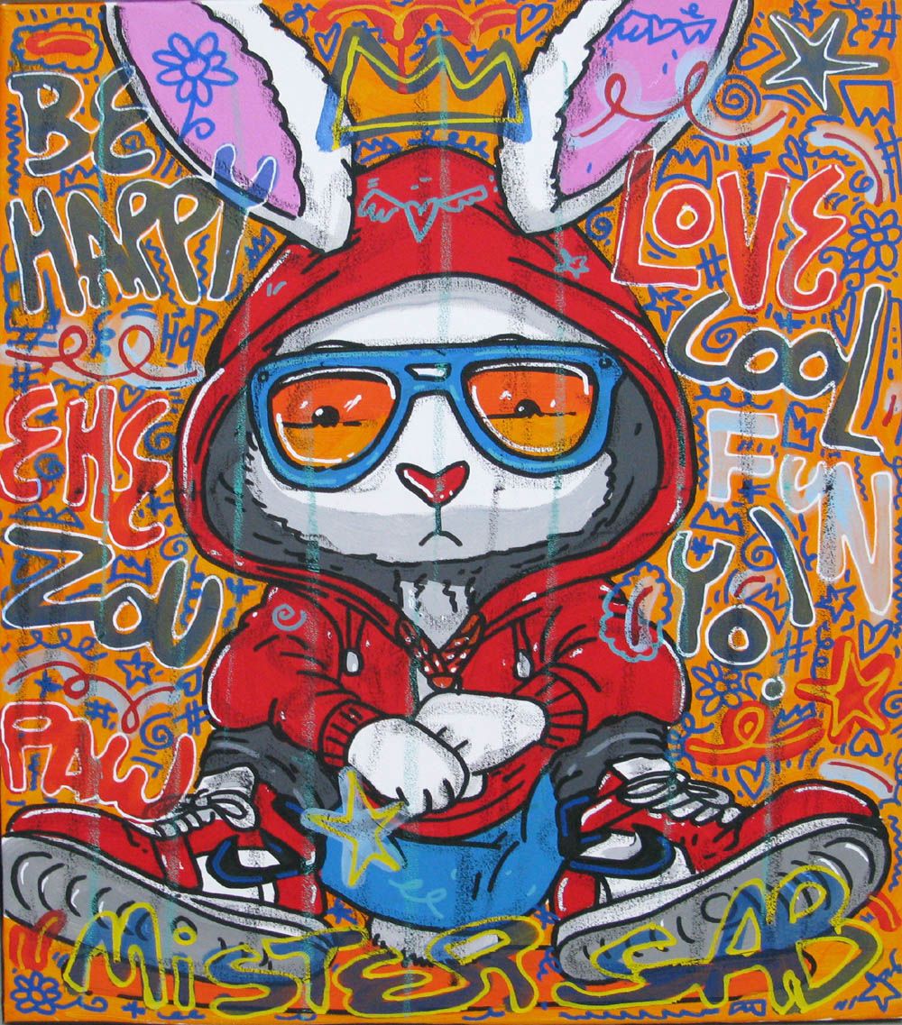 Tableau street art moyen format Yeah...Be happy – RICO SAB – 50 × 60 cm