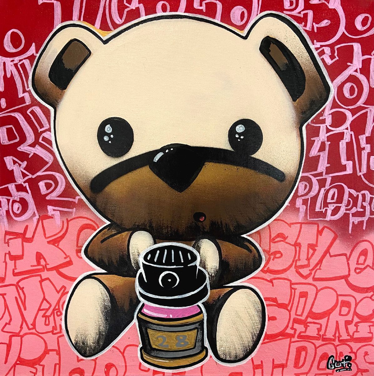 Tableau street art moyen format rose Forever young – GUTI – 50 × 50 cm