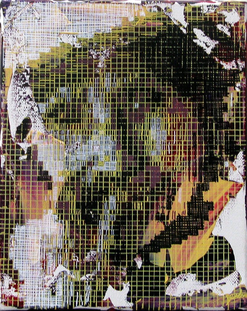 Tableau street art petit format jaune et violet Perou 1 – NICOLAS JESBAC – 14 × 18 cm