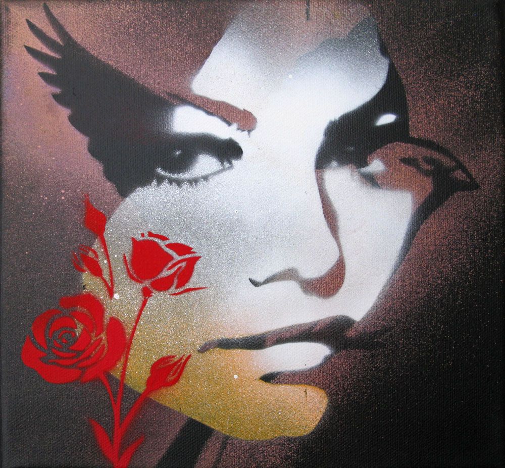 Tableau street art petit format Eugénie – KARO TRASS – 20 × 20 cm