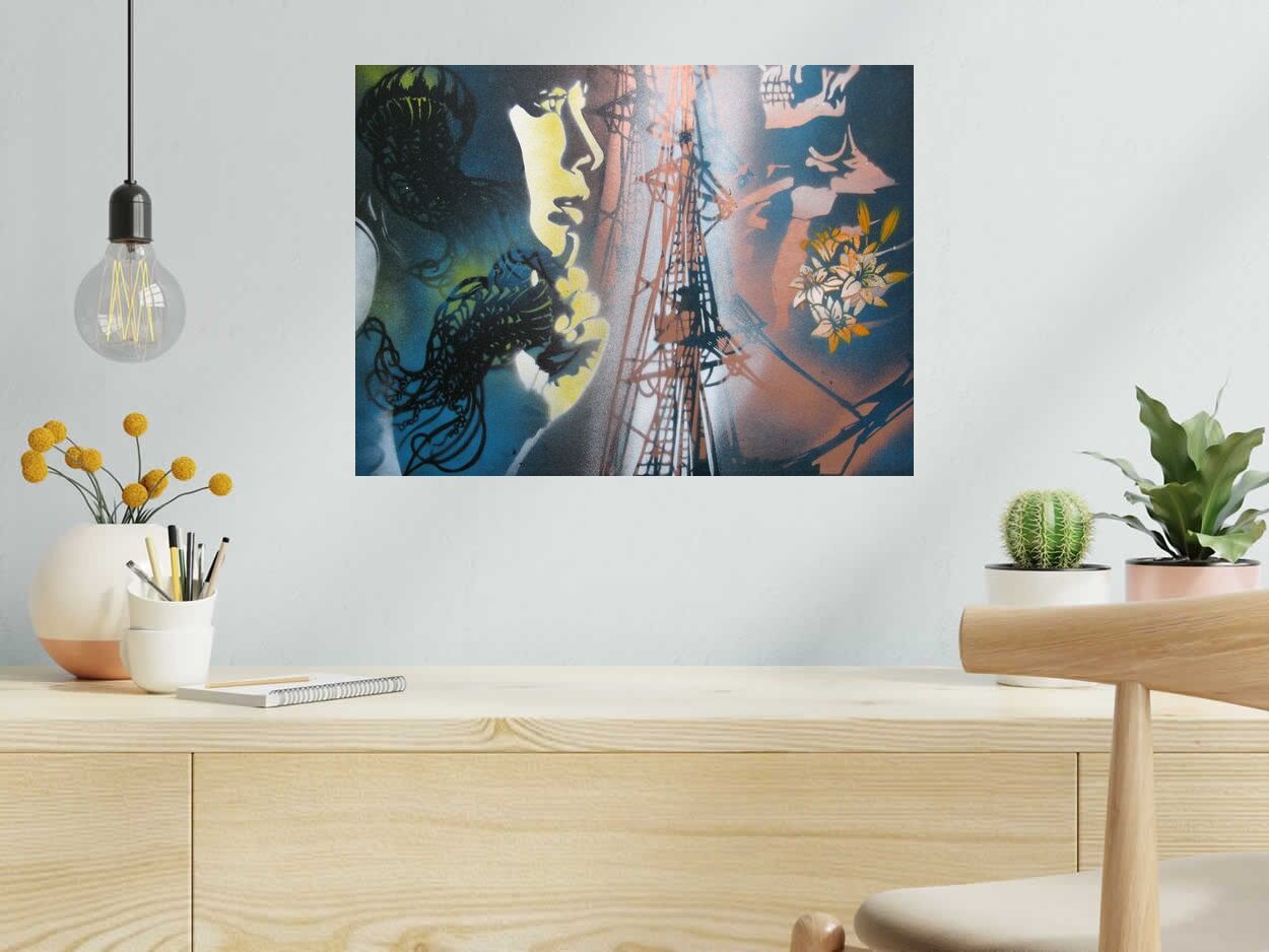 Tableau Plongée en apnée de KARO TRASS dans un intérieur – 55 × 40 cm