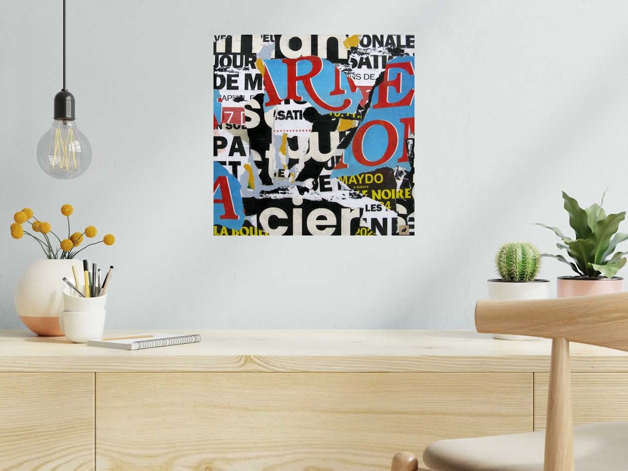 Tableau Urbanité 2 de PODKOL dans un intérieur – 40 × 40 cm