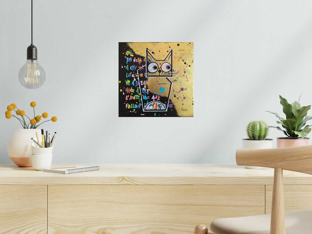 Tableau Hey gorgeous de Stephanie Godann dans un intérieur – 30 × 30 cm