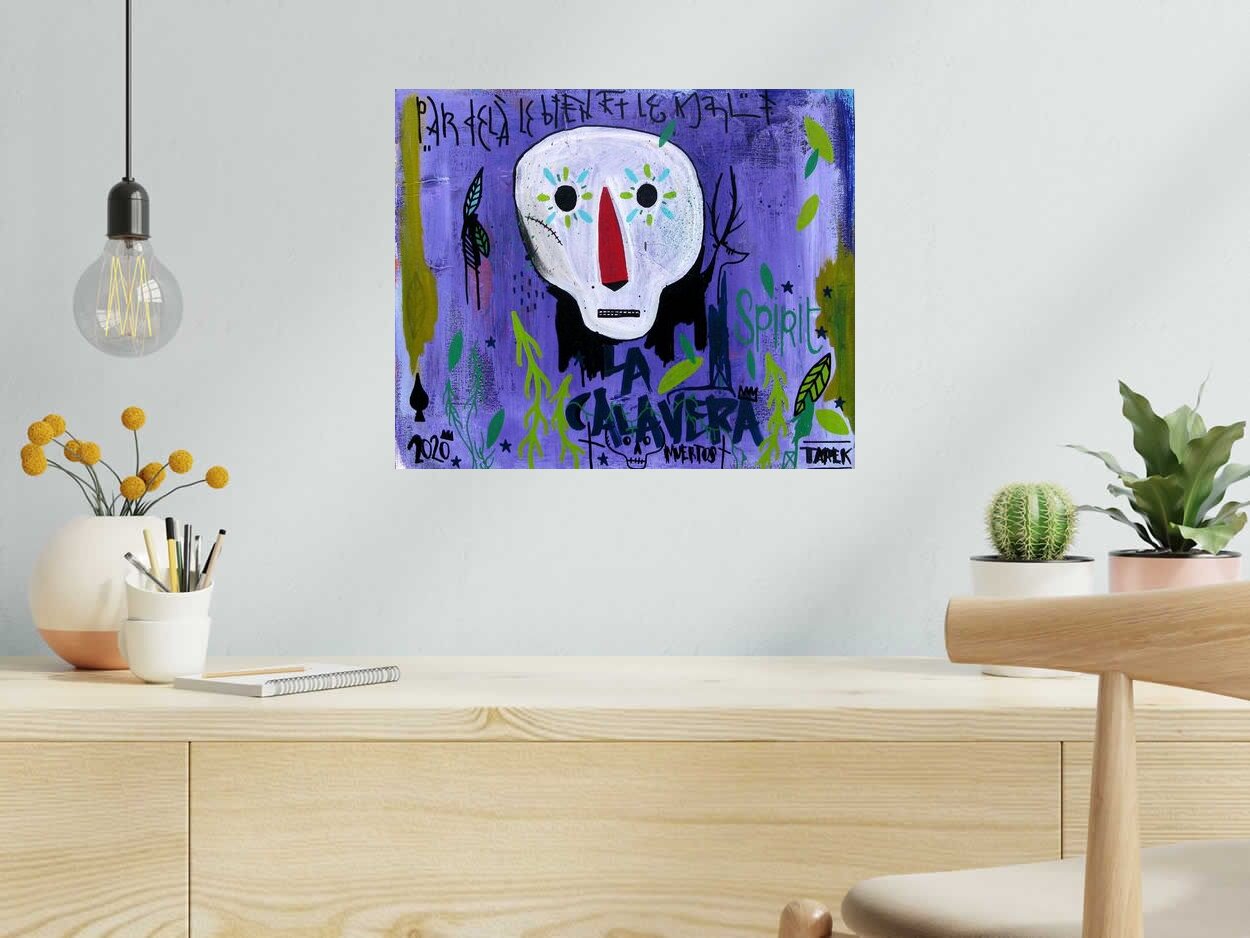 Tableau La Calavera de TAREK dans un intérieur – 46 × 38 cm
